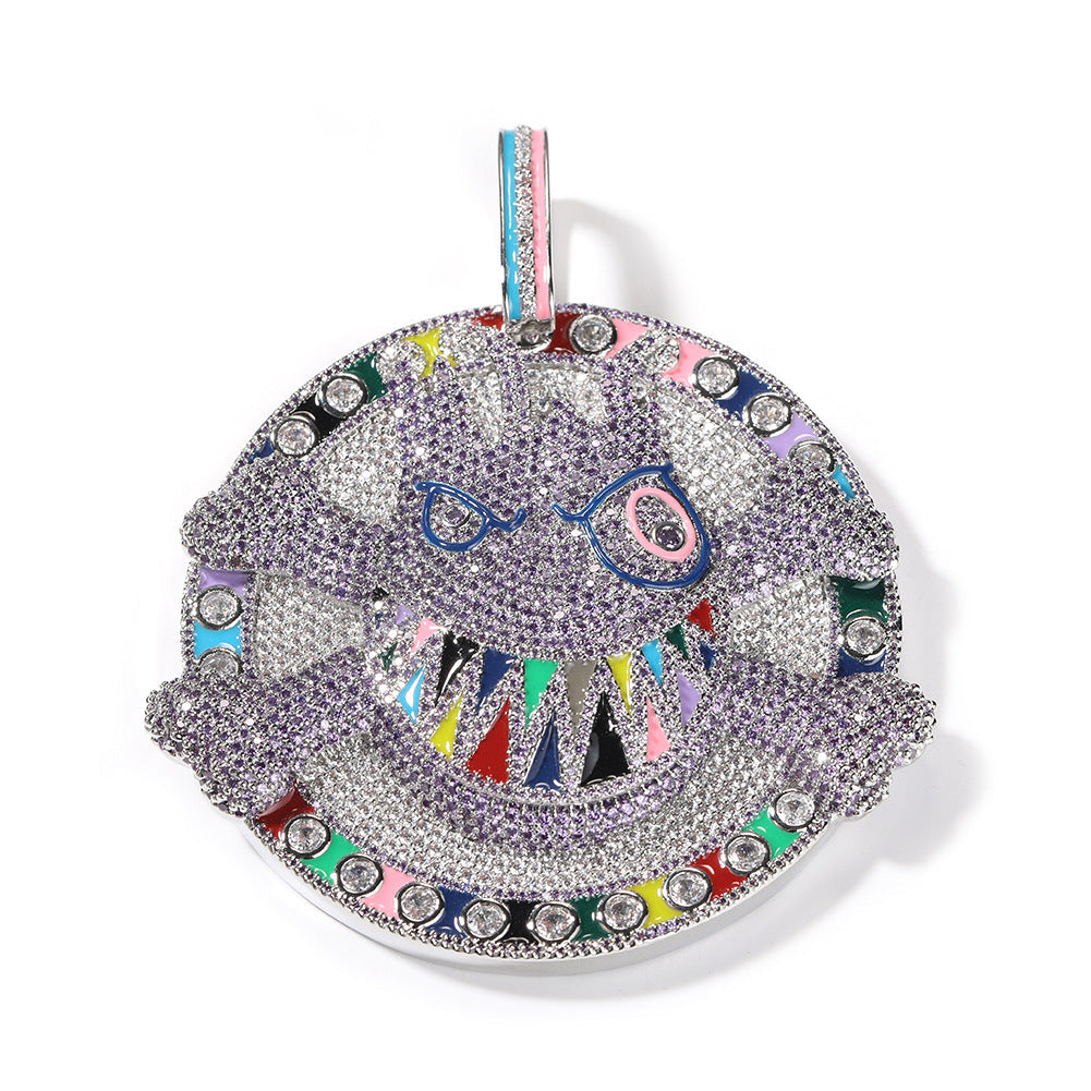 Jewelry Necklace Hip Hop Micro Zircon Metal Wind rapper Dog Tags Spectrum