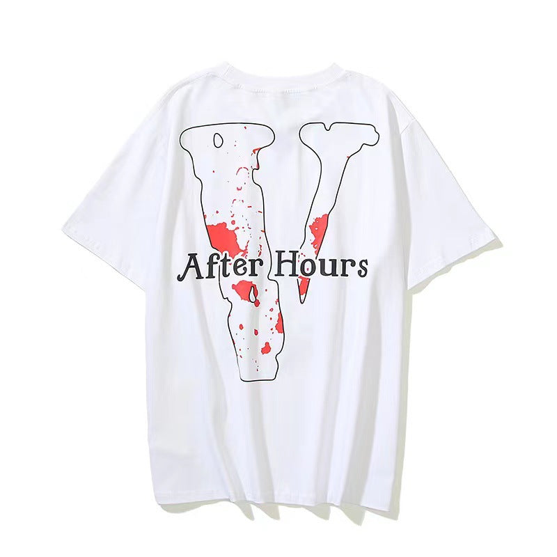 Vlone T Shirts Letter Avatar Large V Short Sleeve T-shirt Men and Women Loose BF Half Sleeve