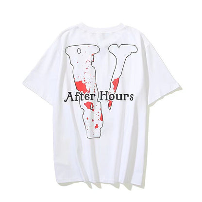 Vlone T Shirts Letter Avatar Large V Short Sleeve T-shirt Men and Women Loose BF Half Sleeve