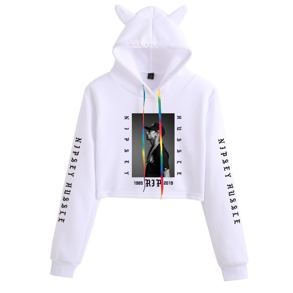 Nipsey Hussle Hoodie Rap Loose Cat Ears Sweater for Women