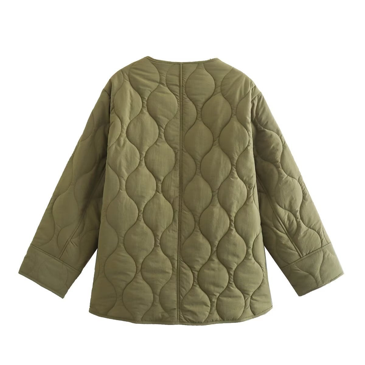 Women Cotton Coat Fashion Collarless Diamond Lattice Loose