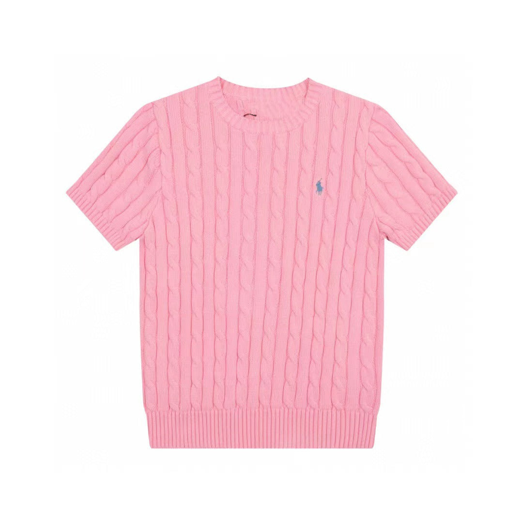 Ralph Lauren Knitted sweaters Ralph Lauren Knitted Short Sleeved Shirt RL Ralph Crew Neck Solid Color Pony Embroidery LOGO Knitted Short Sleeve