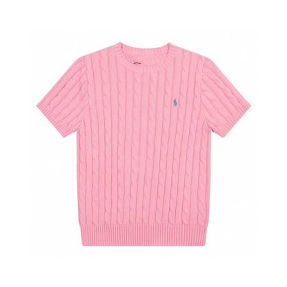 Ralph Lauren Knitted sweaters Ralph Lauren Knitted Short Sleeved Shirt RL Ralph Crew Neck Solid Color Pony Embroidery LOGO Knitted Short Sleeve