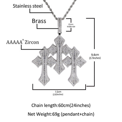 Jewelry Vintage Cross Pendant Fashion Copper Ladder Square Zirconium Crosses Royalty Spectrum