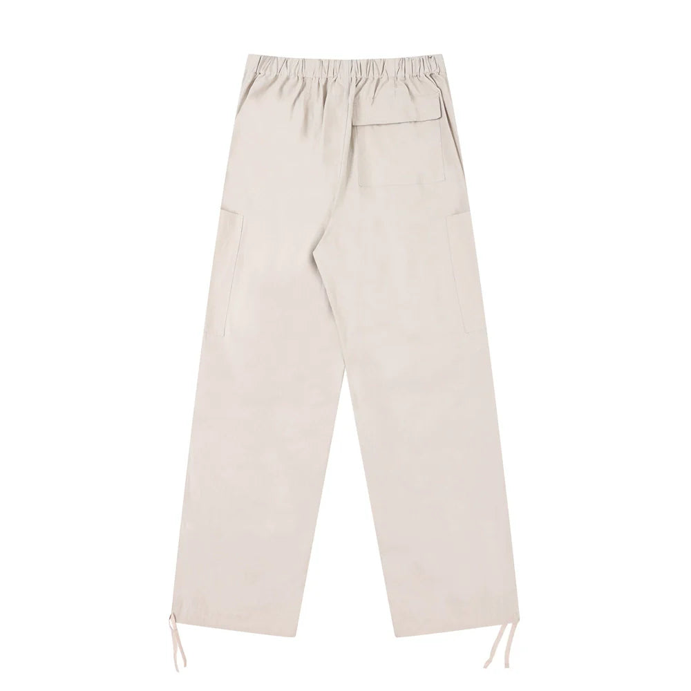 Men Sweatpants Pleated Casual Pants Men Loose Straight Trousers Drawstring Jogger Pants