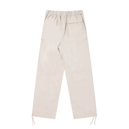 Men Sweatpants Pleated Casual Pants Men Loose Straight Trousers Drawstring Jogger Pants