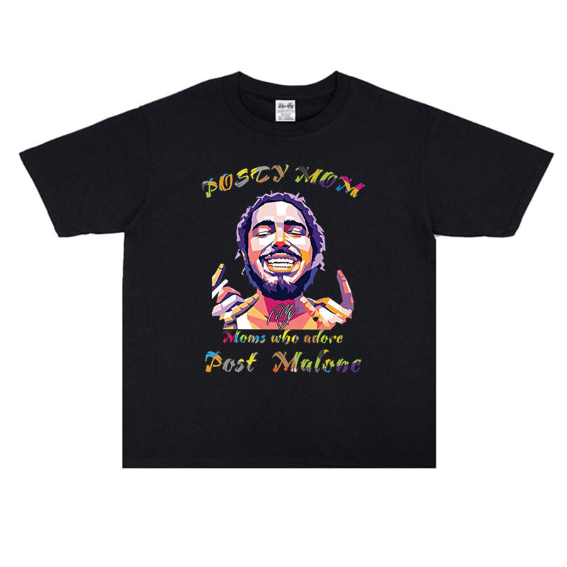 Rock Star T Shirt Post Malone Fashion Brand Personalized Printed Cotton T-shirt Short Sleeve round Neck Loose