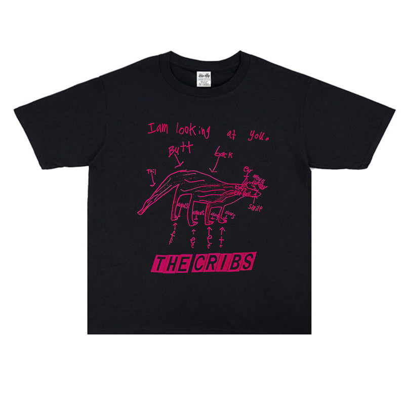 Rock Star T Shirt the Cribs Band Personalized Printed Casual T-shirt Short Sleeve Loose Cotton