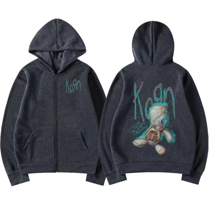 Korn Issues Rock Band Zipper Hoodie Men's Vintage Metal Goth