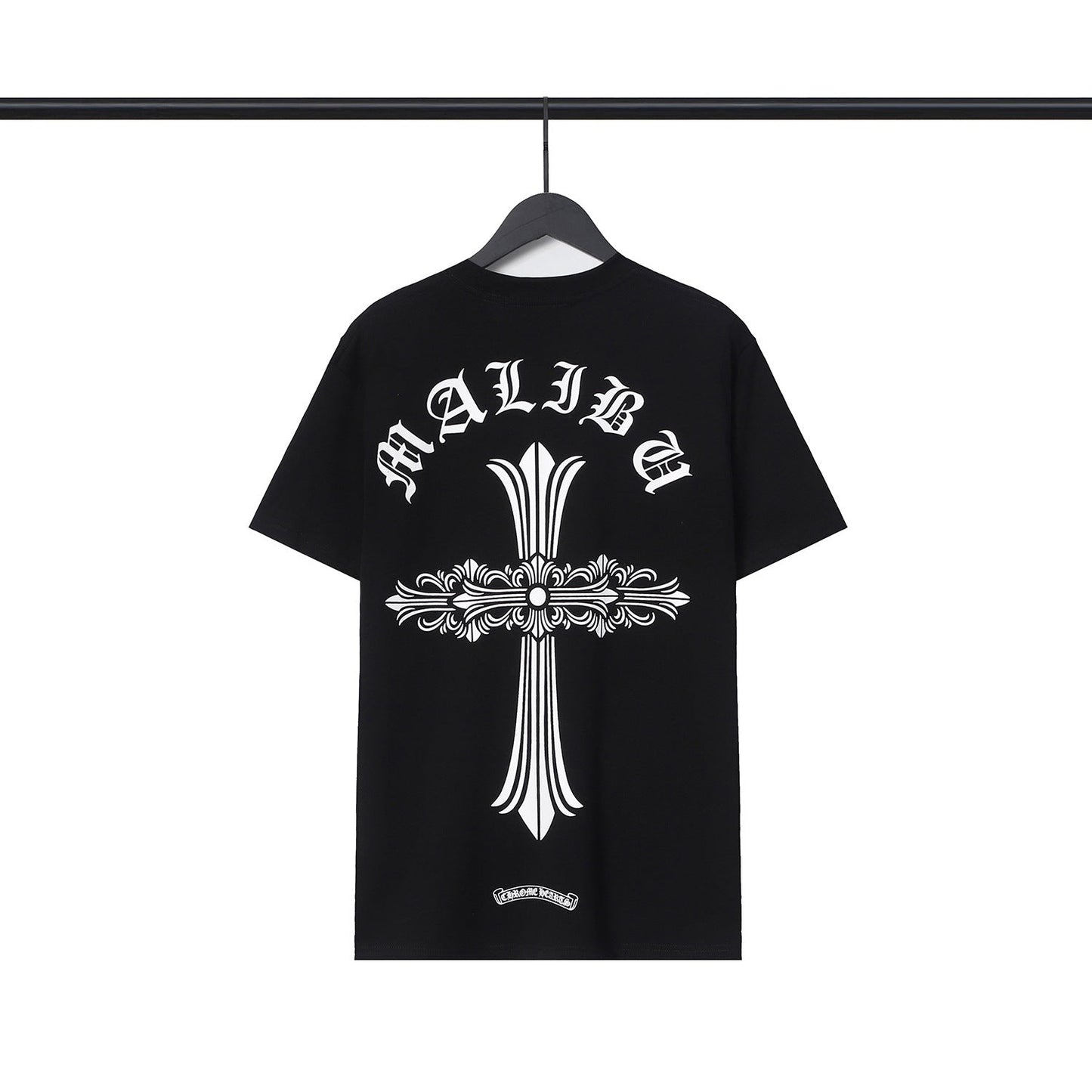 CHH Chrome Heart T Shirts Croix Cross Leather Printed Short Sleeve T-Shirt