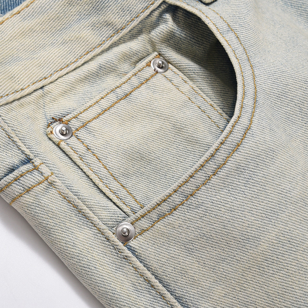 Men Jeans Zipper Loose Cool Casual Distressed