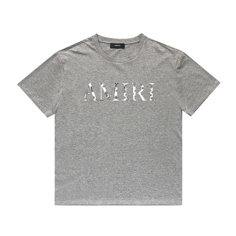 Amiri T Shirt Lettered Casual Hip Hop High Street round Neck Short Sleeve T-shirt