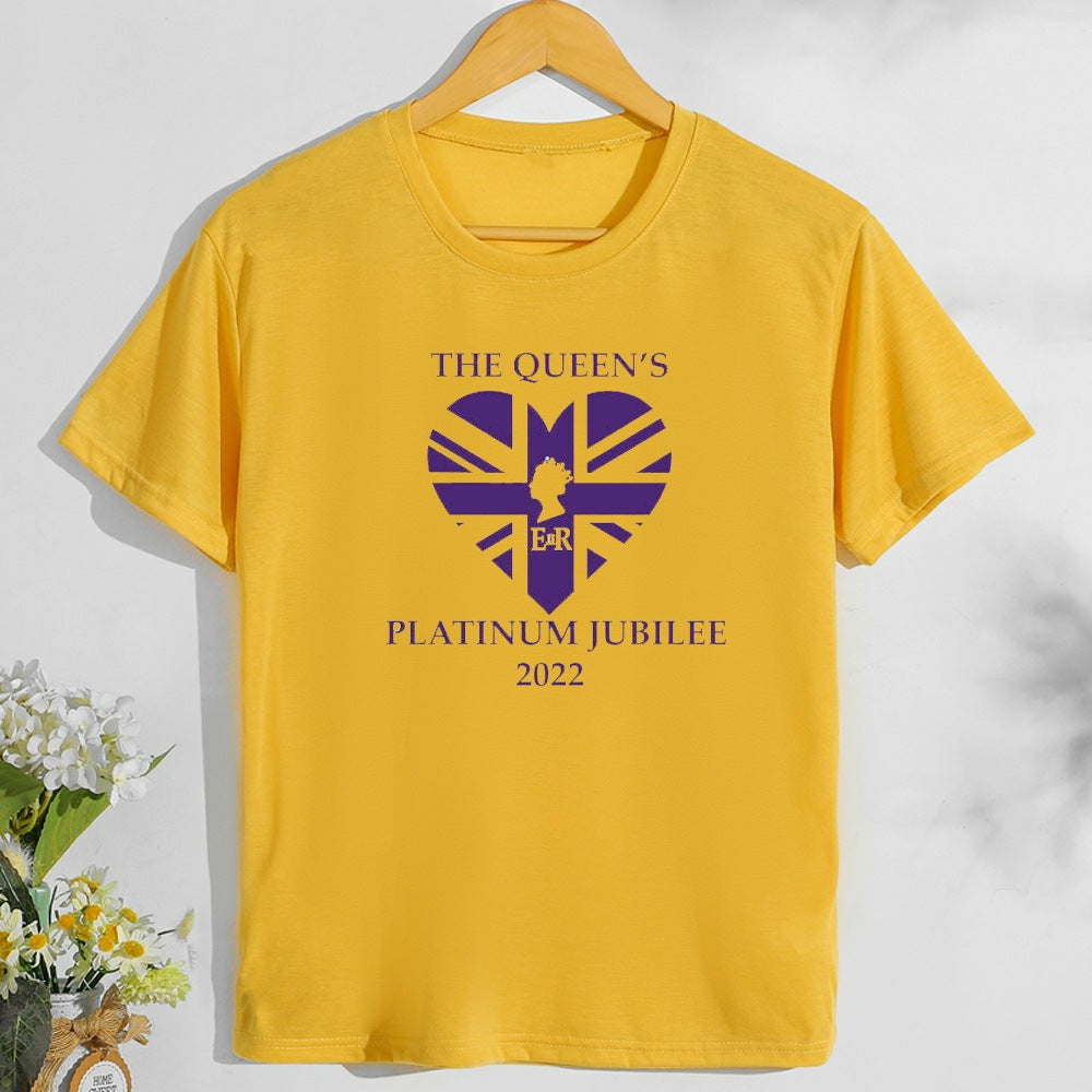 Inspired by Queen's Platinum Jubilee 2022 Elizabeth 70 Years T-shirt Printed Letters British Style T-shirt Short Sleeve