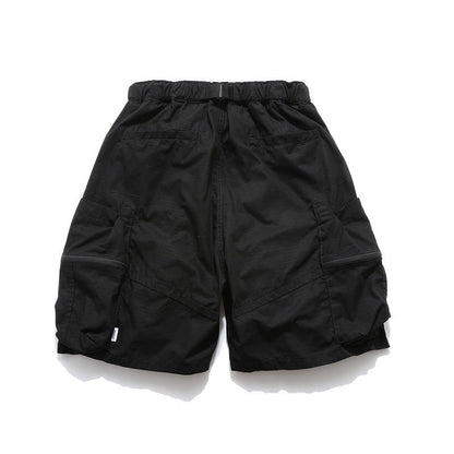 Men Shorts Vintage City Boy Functional Workwear Shorts Multi-Pocket Cropped Casual Pants