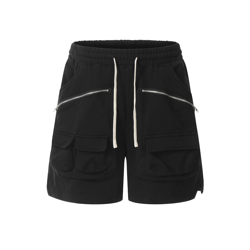 Men Shorts Multi Pocket Workwear Loose Solid Zipper