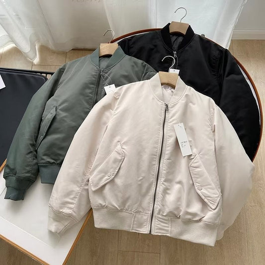 Women Cotton Coat Stand Collar Baseball Uniform Padded Jacket