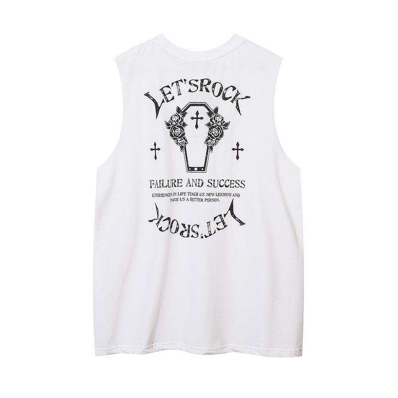 Men Vest Printed Sports Vest Loose Sleeveless T-shirt