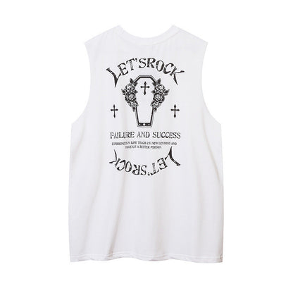 Men Vest Printed Sports Vest Loose Sleeveless T-shirt