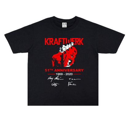 Rock Star T Shirt Power Station Band Kraftwerk Rock Print T-shirt Short Sleeve Men and Women