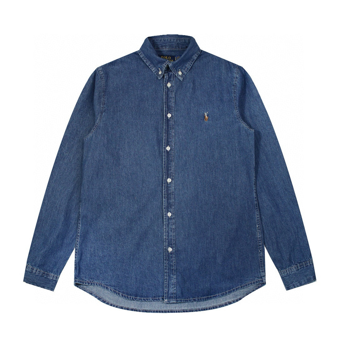 Ralph Lauren Coat Ralph Lauren War Horse Logo Embroidery Lapel Long Sleeve Shirt Casual