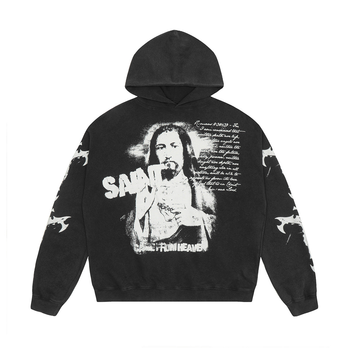 Unisex Hoodies Saint Michael Distressed Loose Hoodie