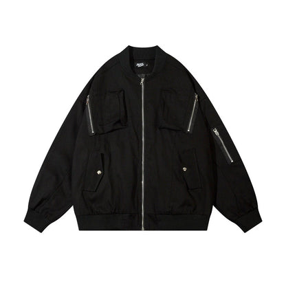 Men Jacket Coat Multi-Pocket Coat Men's Autumn and Winter Ins Loose Baseball Uniform Pilot Jacket