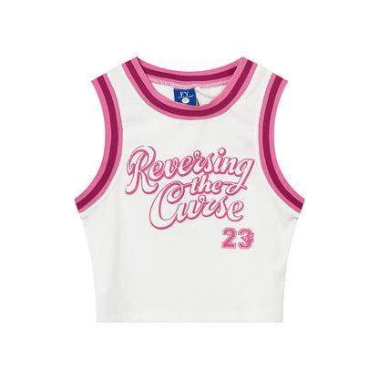 Women Vest Old School Letter Print Sleeveless T-shirt Female Vintage Vest