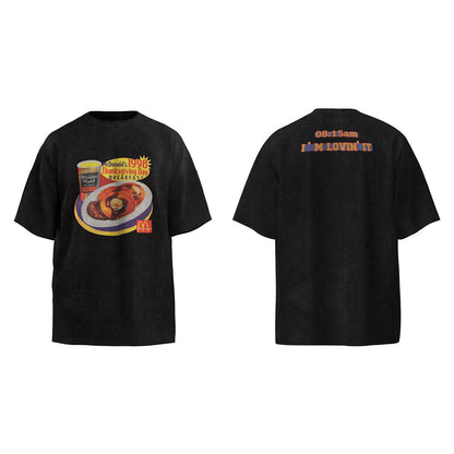 Unisex T-Shirts PureyTalk American Burger Printed Old Loose Casual T-Shirt
