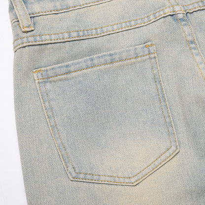 Men Jeans Punk Hole & Patch Loose Casual Distressed