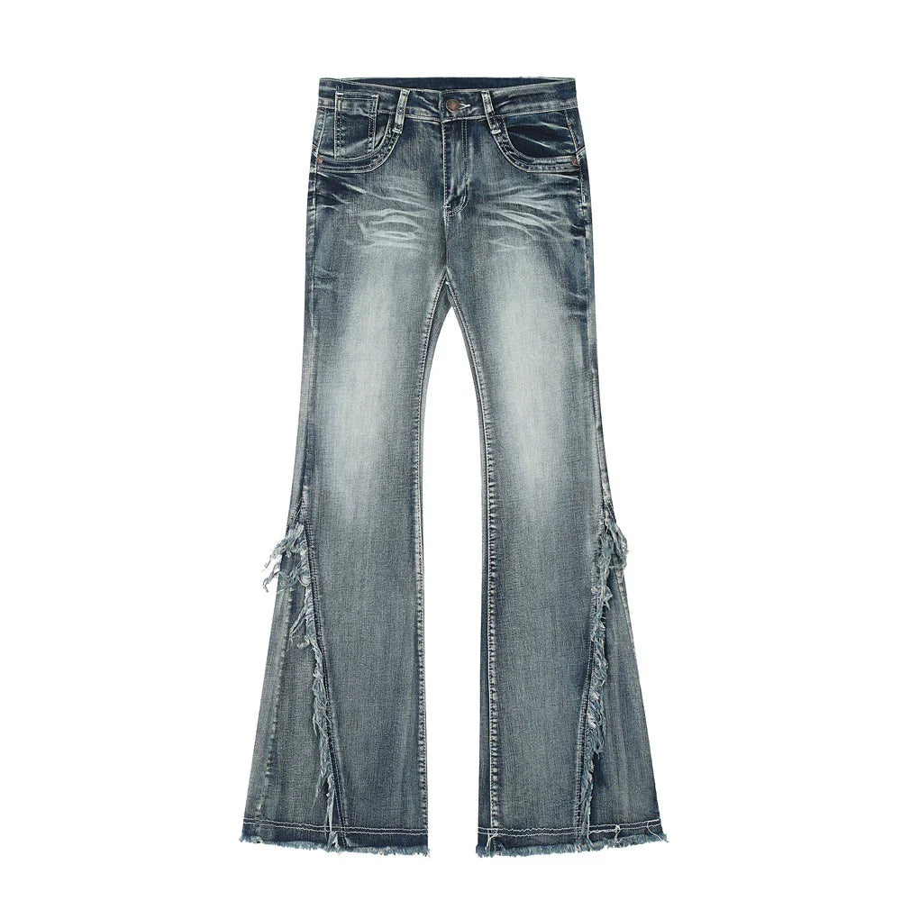 Women Pants Frayed Skinny Jeans Wide Leg Pants Flared Pants