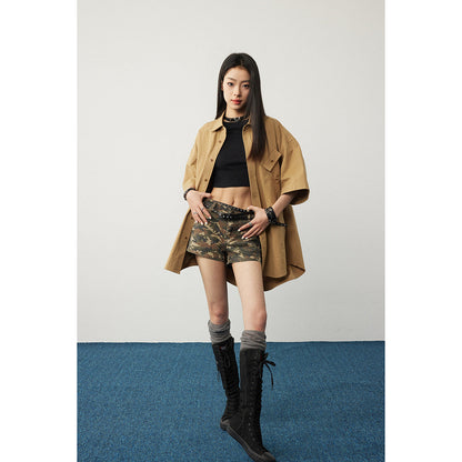 Unisex Shirt Casual Pocket Loose