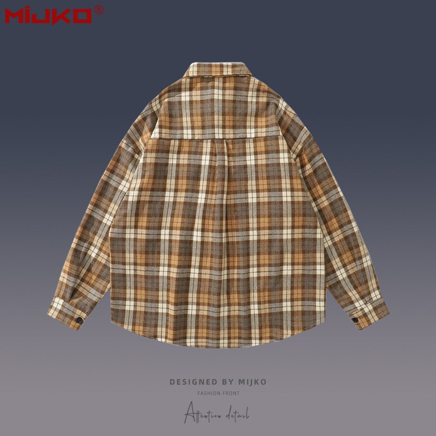 MIJKO Mens Jacket Unisex Plaid Shirt
