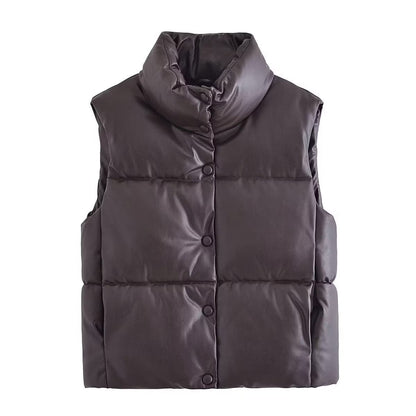 Women Cotton Coat Fashion Casual Leather Vest