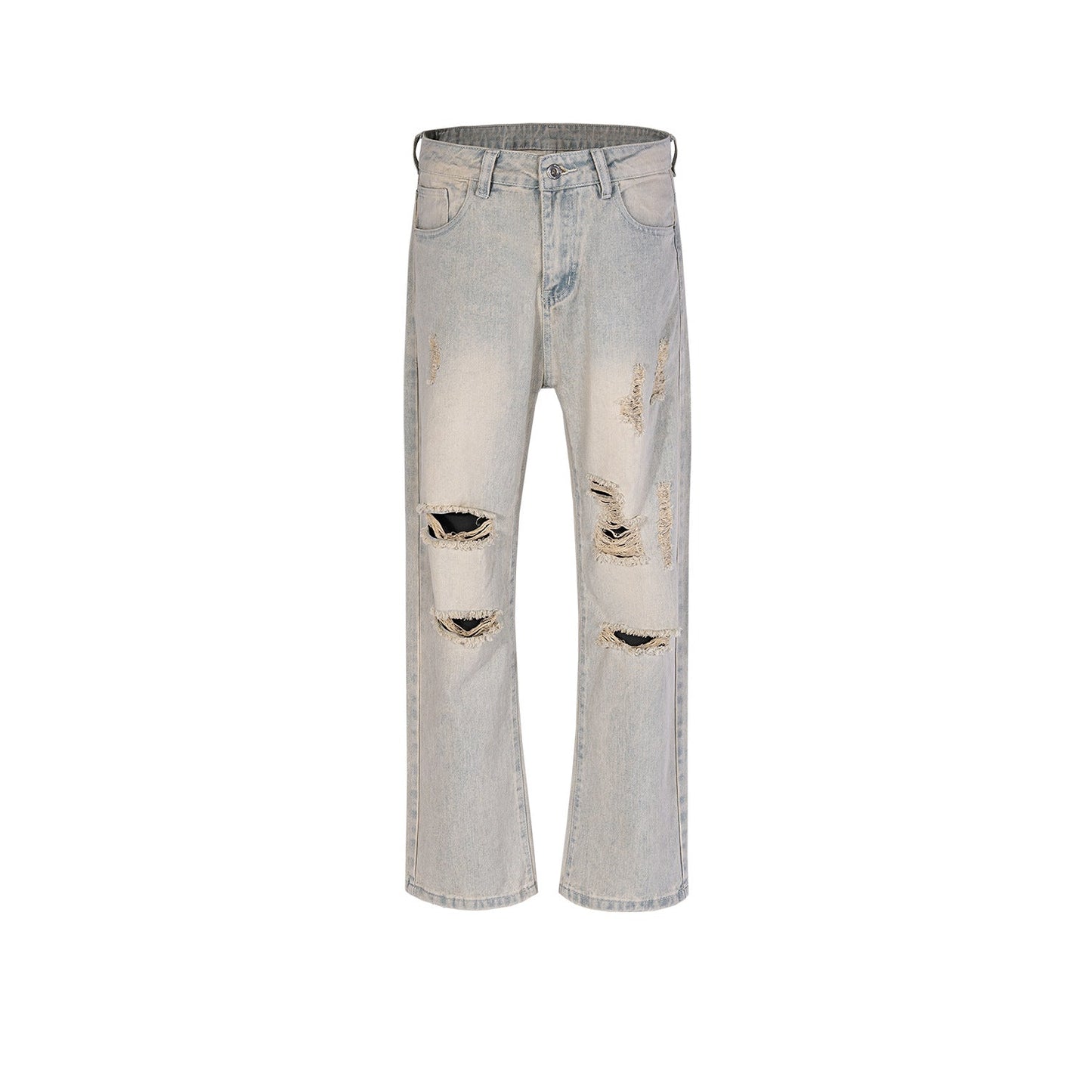 MIJKO Men's Vintage Pants MIJKO Men's Clothing Women's Wash Water Old Trousers Slightly Stretched Jeans
