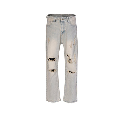 MIJKO Men's Vintage Pants MIJKO Men's Clothing Women's Wash Water Old Trousers Slightly Stretched Jeans