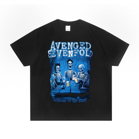 Rock Star T Shirt Avenged Sevenfold Band A7X Rock Print T-shirt Loose Short Sleeve