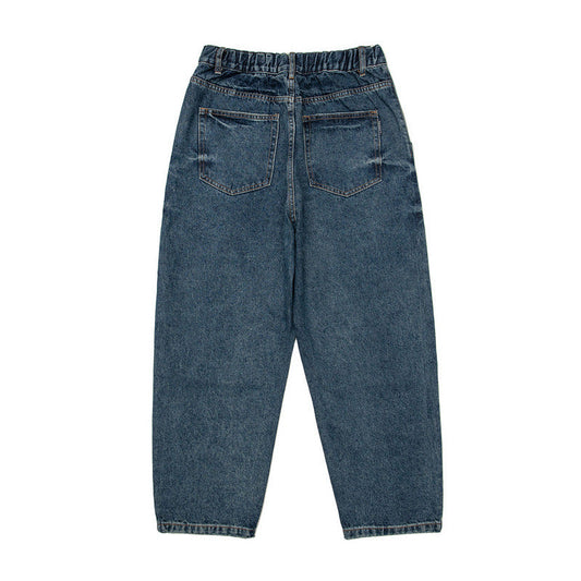 Men Jeans Straight Cargo Jeans Men's Loose Casual Denim Trousers