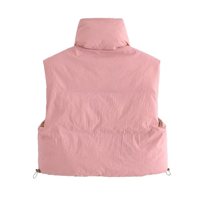 Women Cotton Coat Retro Simple Stand-up Collar Thick down