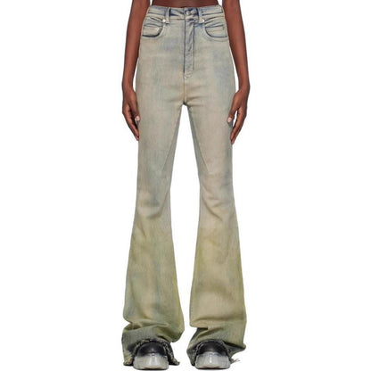 MIJKO Men's Vintage Pants MIJKO Men's Women's Cat Whiskers Washed Trousers Wide-Foot Jeans