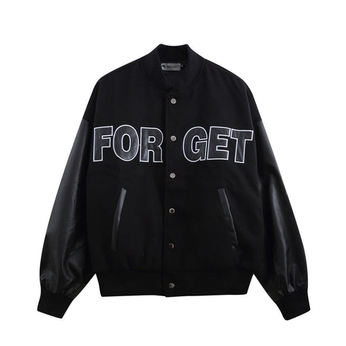 Men Jacket Coat Stitching PU Leather Sleeve Baseball Uniform Men's Ins Jacket Jacket
