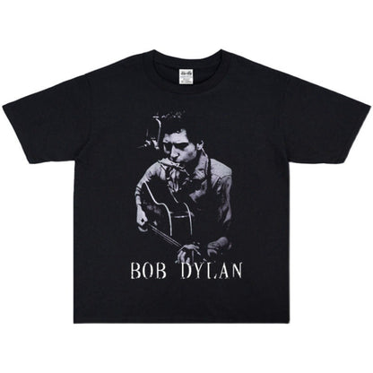 Rock Star T Shirt Bob Dylan Washed Distressed T-shirt Loose Men and Women Casual Short Sleeve Cotton