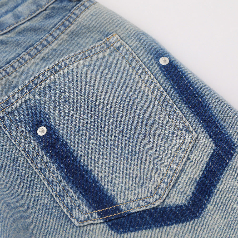 Women Pants Ripped Straight Jeans Wide Leg Loose Trousers