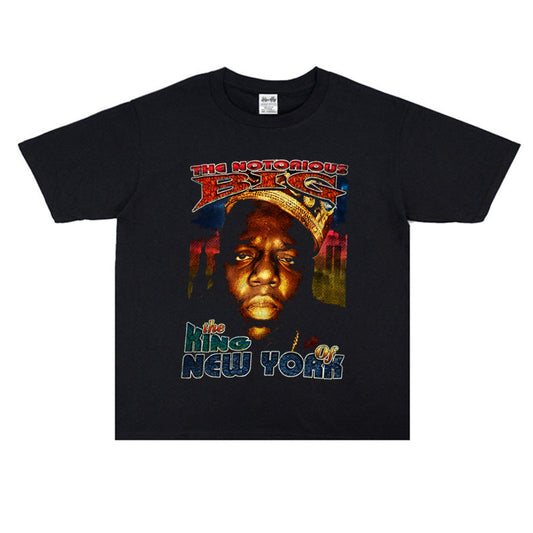Rock Star T Shirt Notorious Mr. the Nottorious B.I .G Loose Street Printed T-shirt Pure Cotton