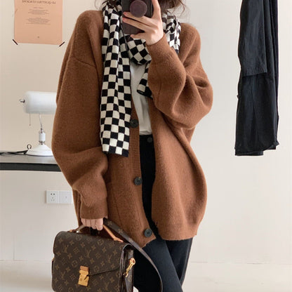 Women Knitted Cardigan Autumn and Winter Sweater Cardigan V-neck Knitted Jacket