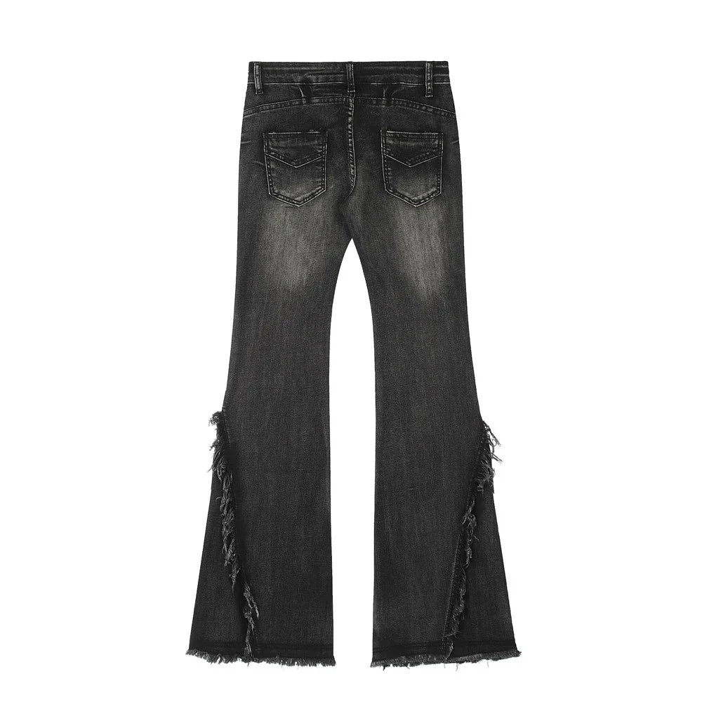 Women Pants Frayed Skinny Jeans Wide Leg Pants Flared Pants