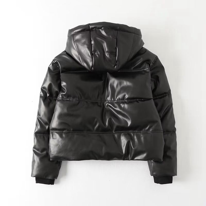 Women Cotton Coat Fashion PU Leather Jacket
