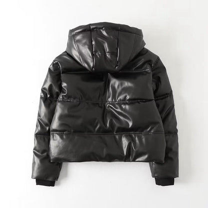 Women Cotton Coat Fashion PU Leather Jacket