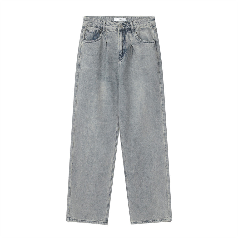 Men Jeans Simple Loose Distressed Straight Casual