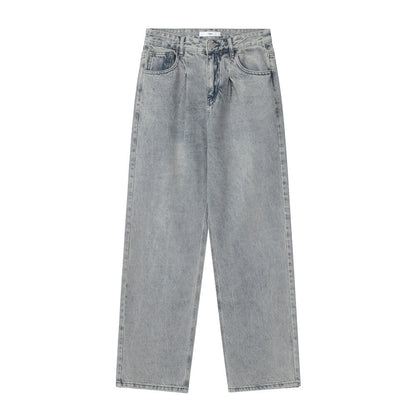 Men Jeans Simple Loose Distressed Straight Casual