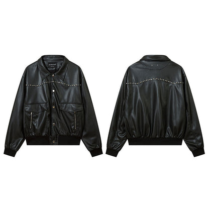 Women Jackets Rivet Pu Wallet Vintage Leather